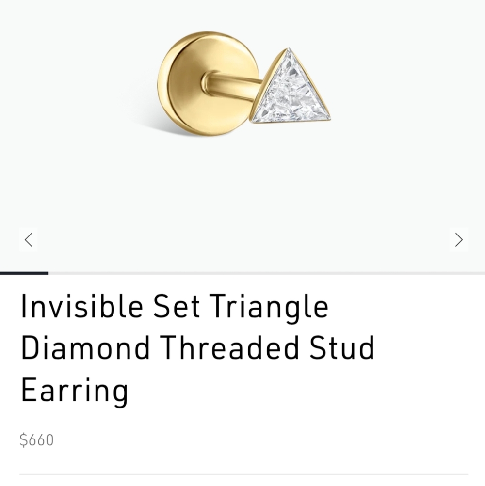 Maria Tash Invisible Set Triangle Diamond Threaded Stud 3mm